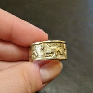 .925 Sterling Embossed Horse Ring